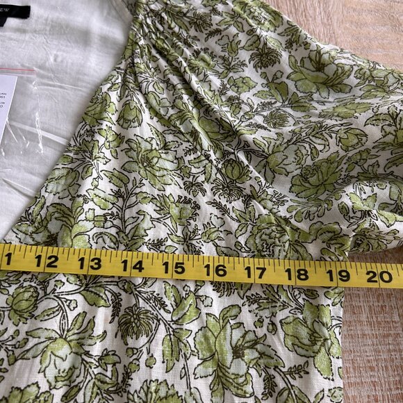 J. Crew Linen Wrap Dress in Tossed Floral Green/Cream Size Small NWT - Picture 12 of 13